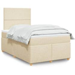 Vidaxl Sommier À Lattes De Lit Avec Matelas Crème 120x190 Cm Tissu