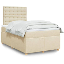 Vidaxl Sommier À Lattes De Lit Avec Matelas Crème 120x190 Cm Tissu