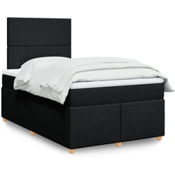 vidaXL Sommier à lattes de lit avec matelas Noir 120x200 cm Tissu - 120 x 200 cm