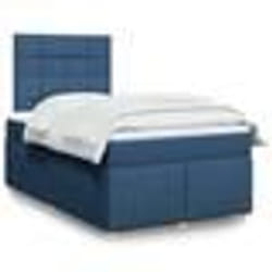 vidaXL Sommier à lattes de lit avec matelas Bleu 120x200 cm Tissu - 120 x 200 cm