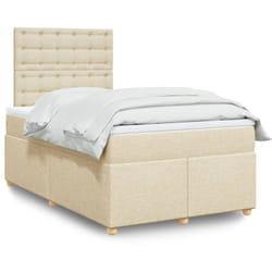 Vidaxl Sommier À Lattes De Lit Avec Matelas Crème 120x200 Cm Tissu