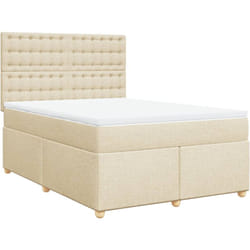 Sommier À Lattes De Lit Avec Matelas Crème 140x200 Cm Tissu Vidaxl