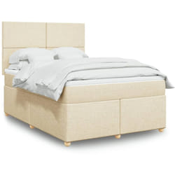 Sommier À Lattes De Lit Avec Matelas Crème 160x200 Cm Tissu Vidaxl