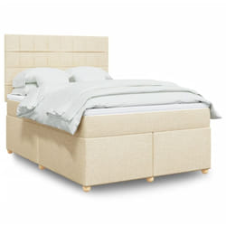Vidaxl - Sommier À Lattes De Lit Avec Matelas Crème 160x200 Cm Tissu