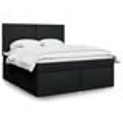 vidaXL Sommier à lattes de lit avec matelas Noir 180x200 cm Tissu 3291354