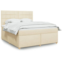 Sommier À Lattes De Lit Avec Matelas Crème 180x200 Cm Tissu Vidaxl