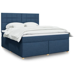 Vidaxl Sommier À Lattes De Lit Avec Matelas Bleu 180x200 Cm Tissu