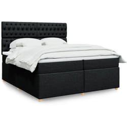 Vidaxl Sommier À Lattes De Lit Avec Matelas Noir 200x200 Cm Tissu