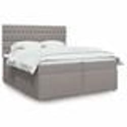vidaXL Sommier à lattes de lit avec matelas Taupe 200x200 cm Tissu 3291398