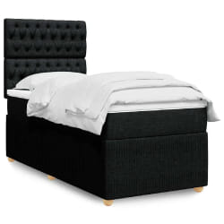 vidaXL Sommier à lattes de lit avec matelas Noir 90x190 cm Tissu