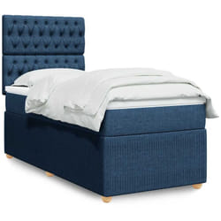 Sommier À Lattes De Lit Avec Matelas Bleu 90x190 Cm Tissu Vidaxl