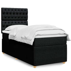 Sommier À Lattes De Lit Avec Matelas Noir 90x200 Cm Tissu Vidaxl
