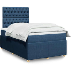 Vidaxl Sommier À Lattes De Lit Avec Matelas Bleu 120x190 Cm Tissu