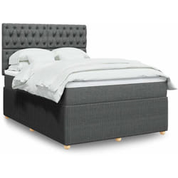 Vidaxl - Sommier À Lattes De Lit Avec Matelas Gris Foncé 140x190cm Tissu