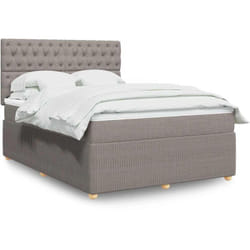 Vidaxl - Sommier À Lattes De Lit Avec Matelas Taupe 140x190 Cm Tissu
