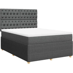 Sommier À Lattes De Lit Avec Matelas Gris Foncé 140x200cm Tissu Vidaxl
