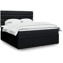 Vidaxl Sommier À Lattes De Lit Avec Matelas Noir 180x200 Cm Tissu