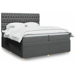 Vidaxl - Sommier À Lattes De Lit Avec Matelas Gris Foncé 200x200cm Tissu