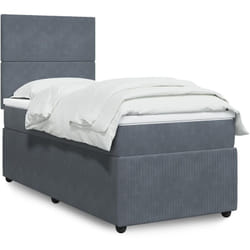 Sommier À Lattes De Lit Et Matelas Gris Foncé 90x190 Cm Velours Vidaxl