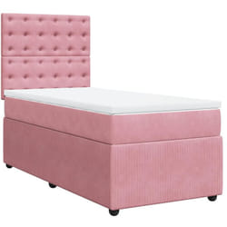 Vidaxl - Sommier À Lattes De Lit Avec Matelas Rose 90x190 Cm Velours