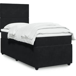 Vidaxl - Sommier À Lattes De Lit Avec Matelas Noir 90x200 Cm Velours