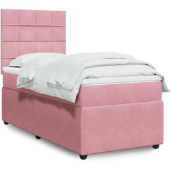 Vidaxl - Sommier À Lattes De Lit Avec Matelas Rose 90x200 Cm Velours