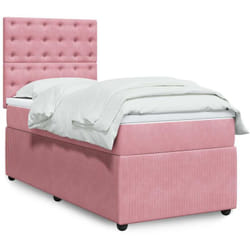 Sommier À Lattes De Lit Avec Matelas Rose 90x200 Cm Velours Vidaxl