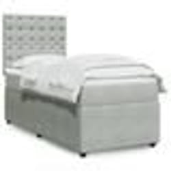 vidaXL Sommier à lattes de lit et matelas Gris clair 100x200cm Velours - 100 x 200 cm