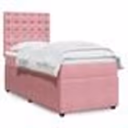 vidaXL Sommier à lattes de lit avec matelas Rose 100x200 cm Velours - 100 x 200 cm