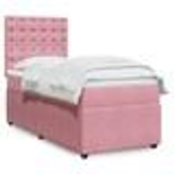 vidaXL Sommier à lattes de lit avec matelas Rose 100x200 cm Velours - 100 x 200 cm