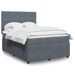 vidaXL Sommier à lattes de lit et matelas Gris foncé 140x190cm Velours