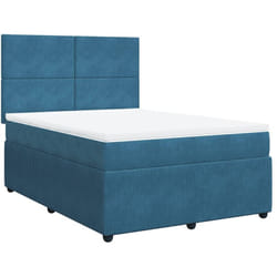 Vidaxl - Sommier À Lattes De Lit Et Matelas Bleu Foncé 140x190cm Velours