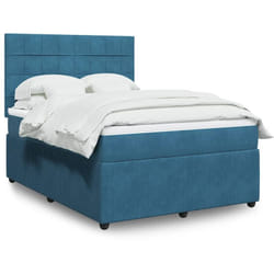 Vidaxl - Sommier À Lattes De Lit Et Matelas Bleu Foncé 140x190cm Velours