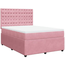 Vidaxl - Sommier À Lattes De Lit Avec Matelas Rose 140x190 Cm Velours
