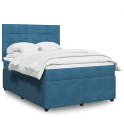 Vidaxl - Sommier À Lattes De Lit Et Matelas Bleu Foncé 140x200cm Velours