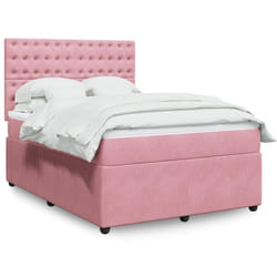Vidaxl Sommier À Lattes De Lit Avec Matelas Rose 140x200 Cm Velours