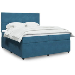 Vidaxl Sommier À Lattes De Lit Et Matelas Bleu Foncé 200x200cm Velours