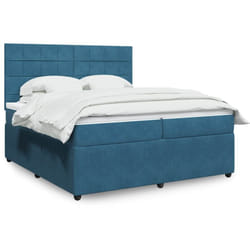 Vidaxl Sommier À Lattes De Lit Et Matelas Bleu Foncé 200x200cm Velours