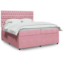 Vidaxl - Sommier À Lattes De Lit Avec Matelas Rose 200x200 Cm Velours