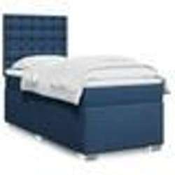 vidaXL Sommier à lattes de lit avec matelas Bleu 90x190 cm Tissu - 90 x 190 cm