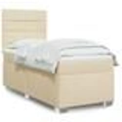 vidaXL Sommier à lattes de lit avec matelas Crème 90x200 cm Tissu - 90 x 200 cm