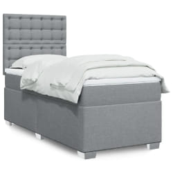 vidaXL Sommier à lattes de lit avec matelas Gris clair 90x200 cm Tissu - 90 x 200 cm