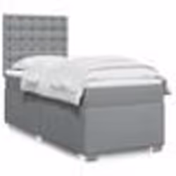 vidaXL Sommier à lattes de lit avec matelas Gris clair 100x200cm Tissu - 100 x 200 cm