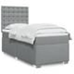 vidaXL Sommier à lattes de lit avec matelas Gris clair 100x200cm Tissu - 100 x 200 cm
