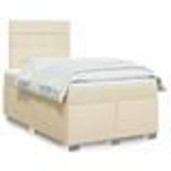 vidaXL Sommier à lattes de lit avec matelas Crème 120x200 cm Tissu - 120 x 200 cm