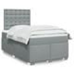 vidaXL Sommier à lattes de lit avec matelas Gris clair 120x200cm Tissu - 120 x 200 cm