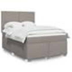 vidaXL Sommier à lattes de lit avec matelas Taupe 140x190 cm Tissu - 140 x 190 cm
