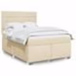 vidaXL Sommier à lattes de lit avec matelas Crème 140x190 cm Tissu - 140 x 190 cm