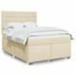 vidaXL Sommier à lattes de lit avec matelas Crème 140x190 cm Tissu - 140 x 190 cm