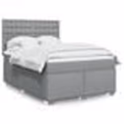 vidaXL Sommier à lattes de lit avec matelas Gris clair 140x190cm Tissu - 140 x 190 cm
